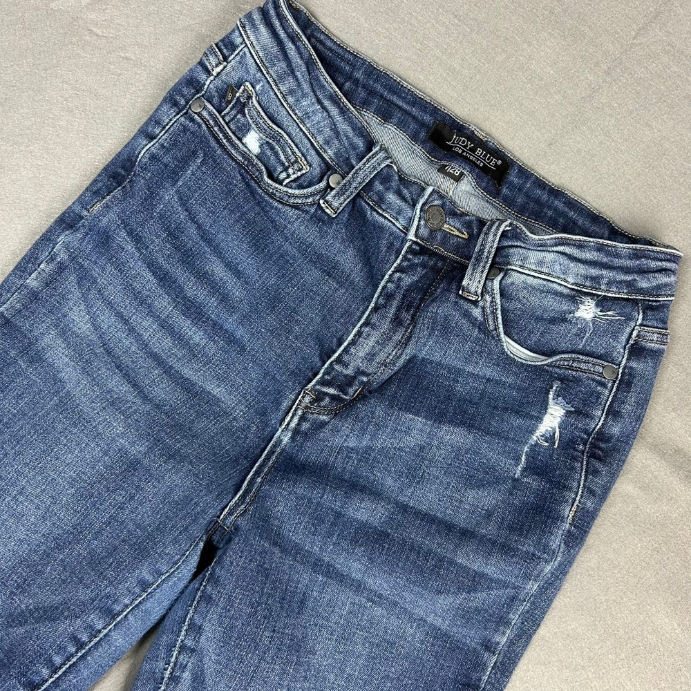 Judy Blue Skinny Jeans Distressed Raw Release Hem Women 7/28 Blue